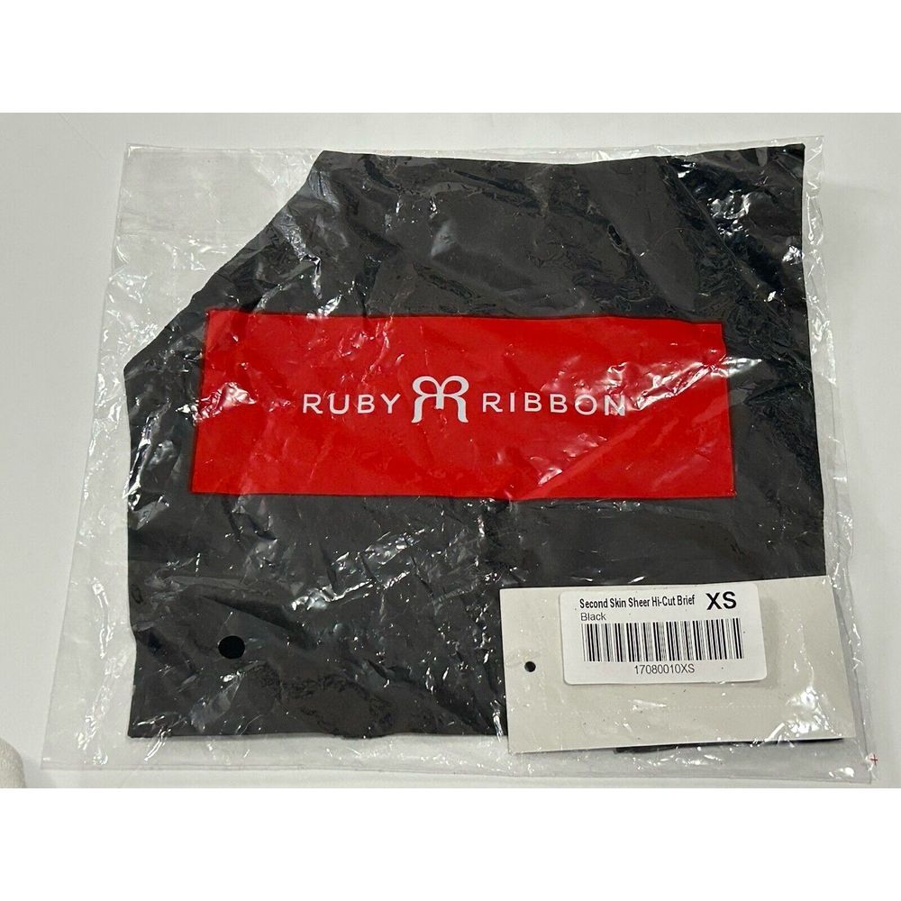 Ruby Ribbon Second‎ Skin Sheer Hi Cut Brief In Color Black Size XS NEW